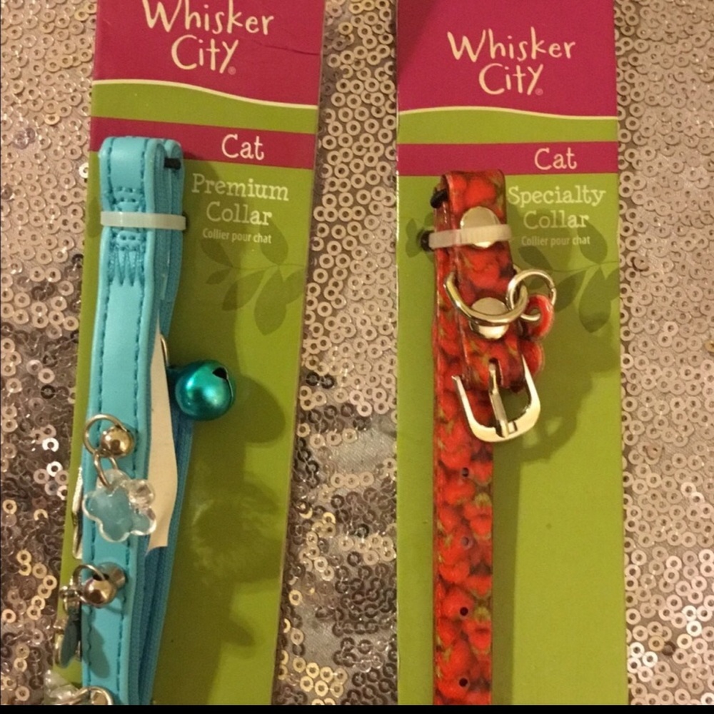 ✔️🌸Ⓜ️Whisker City brand bundle of two colorful NWT cat collars